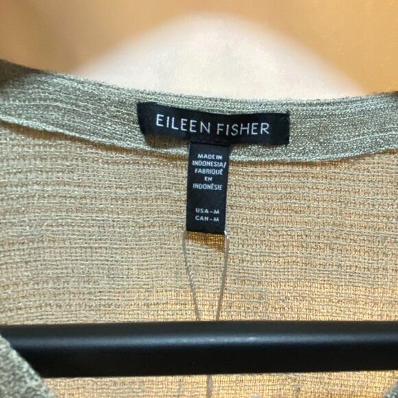 Eileen Fisher Linen Gauze Strata Button Front V-Neck Shirt Natural Wheat M - Picture 5 of 16